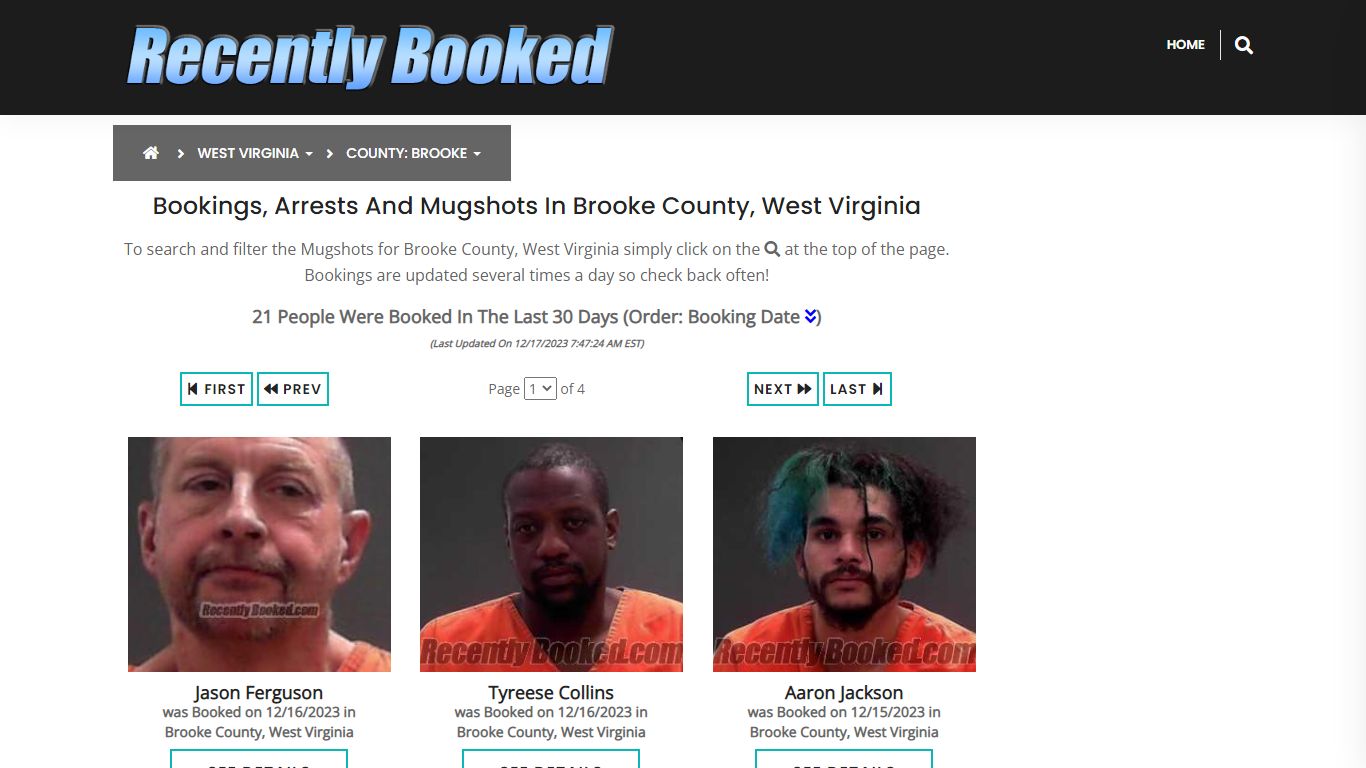 Bookings, Arrests and Mugshots in Brooke County, West Virginia